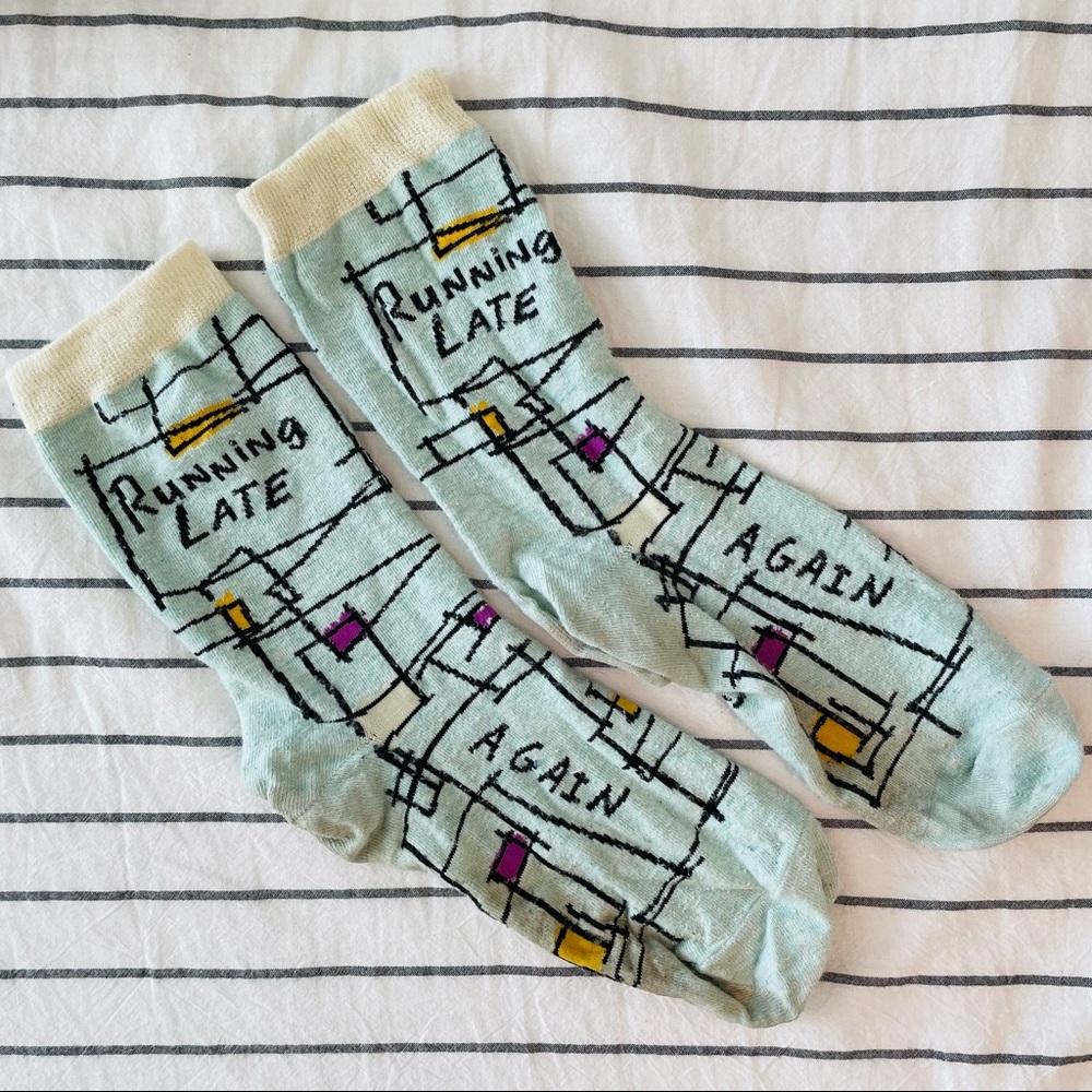 Running Late Joke Socks